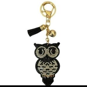 OWL - Rhinestone Puffy Purse Charm/Keyring-NEW